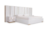Nixa - Modern White + Gold Bed + Nightstands — view 2
