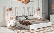 Nixa - Modern White + Gold Bed + Nightstands — view 4