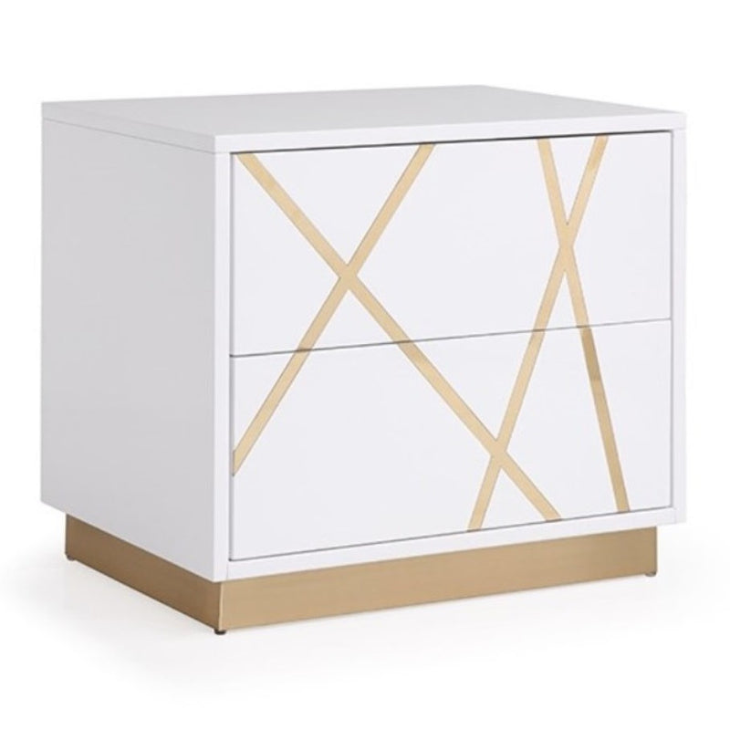 Nixa - Modern White + Gold Bed + Nightstands — view 5