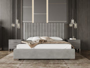Splendor - Silver & Grey Velvet Upholstered Platform Bed Set — view 2