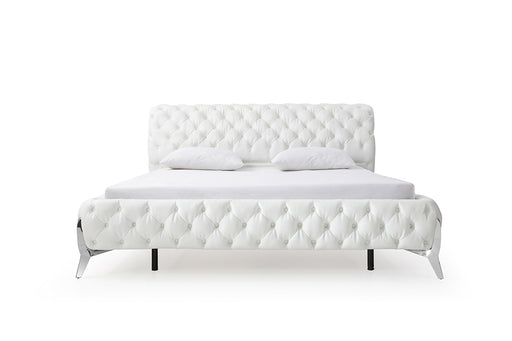 Legend Modern White Bonded Leather Bed