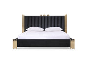 Token - Modern Black + Gold Bed + Nightstands