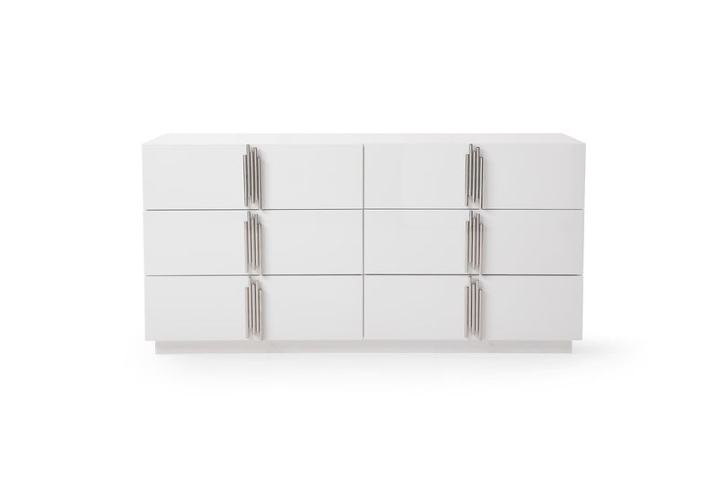 Token - Modern White + Stainless Steel Bedroom Set — view 3