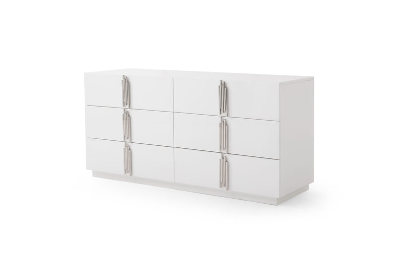 Token - Modern White + Stainless Steel Bedroom Set — view 5