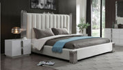 Token - Modern White + Stainless Steel Bed + Nightstands — view 3