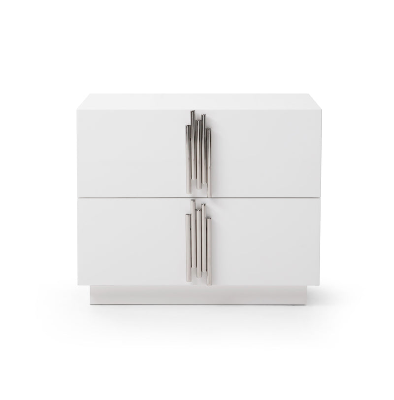 Token - Modern White + Stainless Steel Bed + Nightstands — view 4