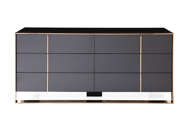 Cartier Modern Black & Rosegold Bedroom Set