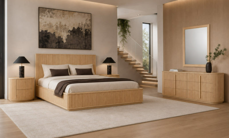 Kayce - Modern Natural Oak Bed
