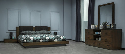 Fantasia - Contemporary Dark Walnut and Dark Grey Bed