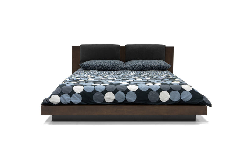 Fantasia - Dark Walnut/Dark Grey Bed and Two Nightstands