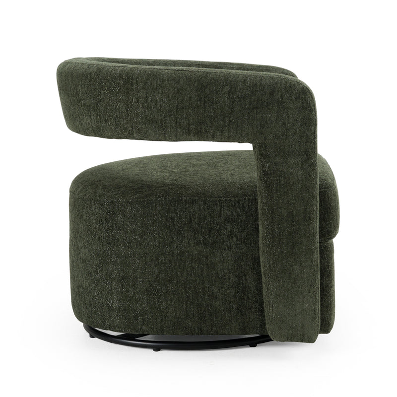 Ryan - Modern Olive Green Fabric Swivel Accent Chair — view 2