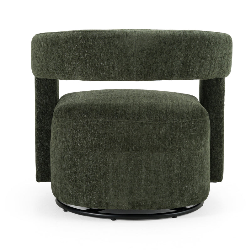 Ryan - Modern Olive Green Fabric Swivel Accent Chair — view 3