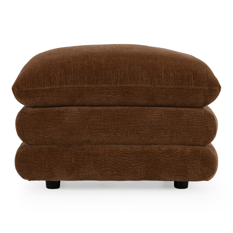 Crockett - Modern Brown Fabric Ottoman — view 2
