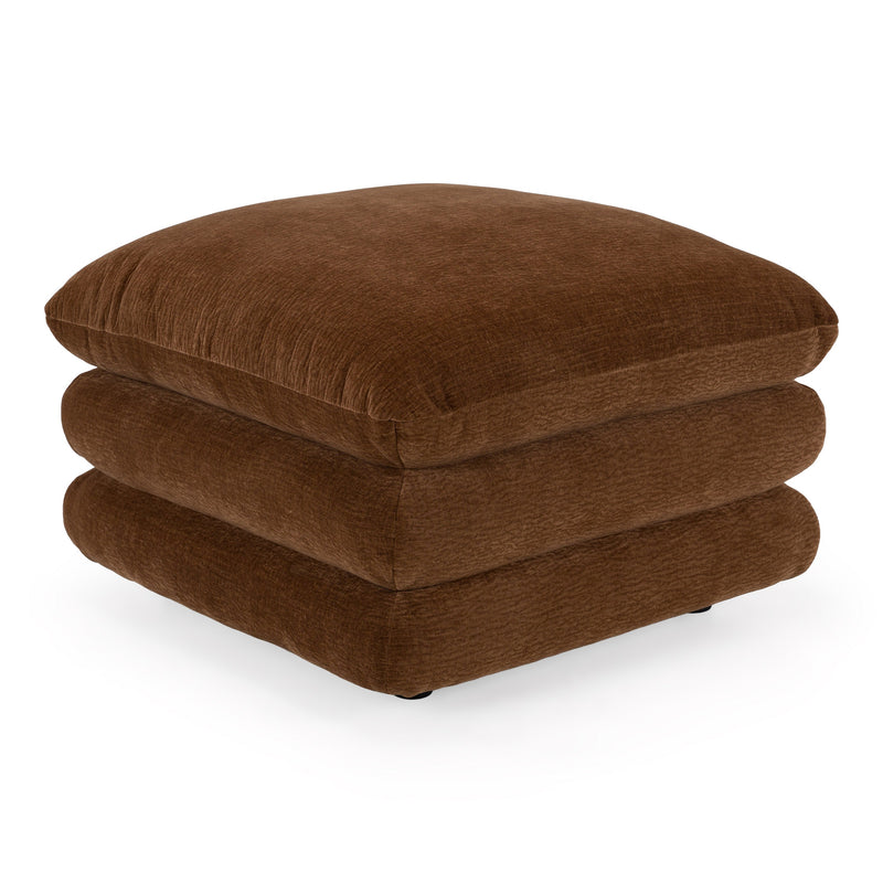 Crockett - Modern Brown Fabric Ottoman — view 3