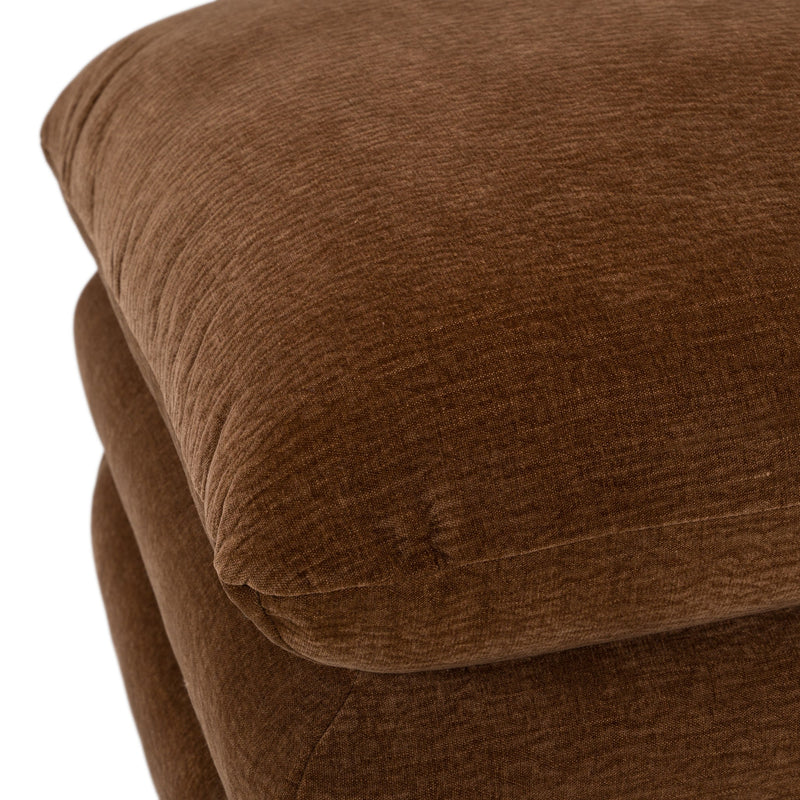 Crockett - Modern Brown Fabric Ottoman — view 4