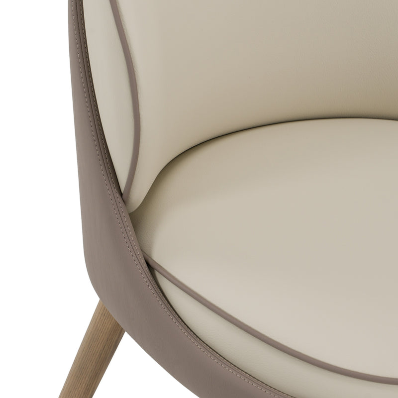 Pangea - Mid-Century Modern Cream & Taupe Vegan Leather + Grey Ash Dining Chair (Set of 2) — view 5