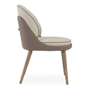 Pangea - Mid-Century Modern Cream & Taupe Vegan Leather + Grey Ash Dining Chair (Set of 2) — view 2