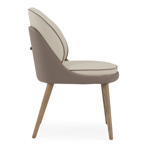 Pangea - Mid-Century Modern Cream & Taupe Vegan Leather + Grey Ash Dining Chair (Set of 2) — view 2
