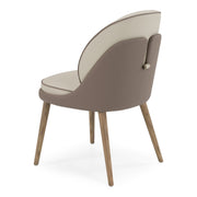 Pangea - Mid-Century Modern Cream & Taupe Vegan Leather + Grey Ash Dining Chair (Set of 2) — view 3
