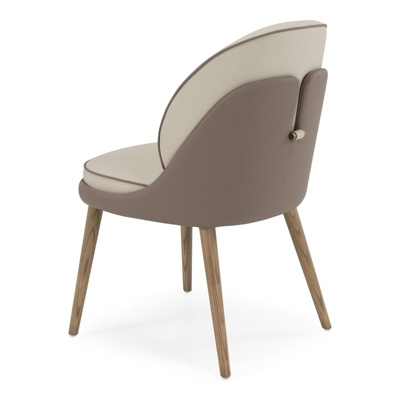 Pangea - Mid-Century Modern Cream & Taupe Vegan Leather + Grey Ash Dining Chair (Set of 2) — view 3