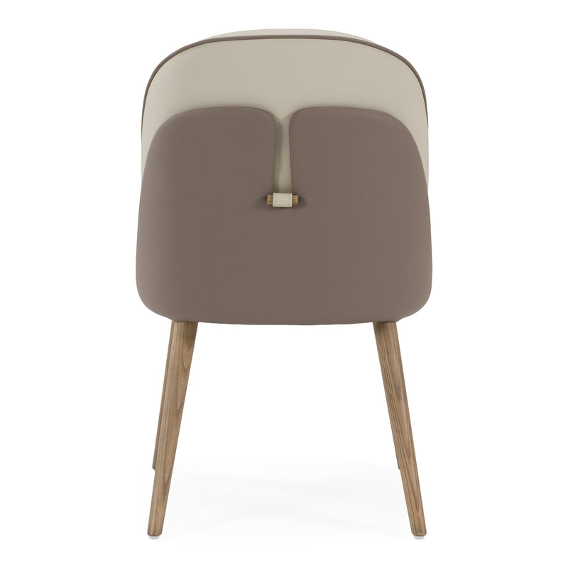 Pangea - Mid-Century Modern Cream & Taupe Vegan Leather + Grey Ash Dining Chair (Set of 2) — view 4