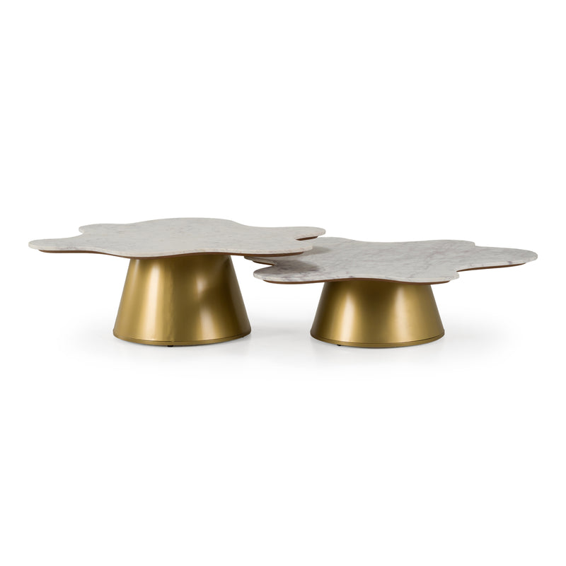 Gabbro - Glam White Marble + Gold Nesting Coffee Table Set — view 3
