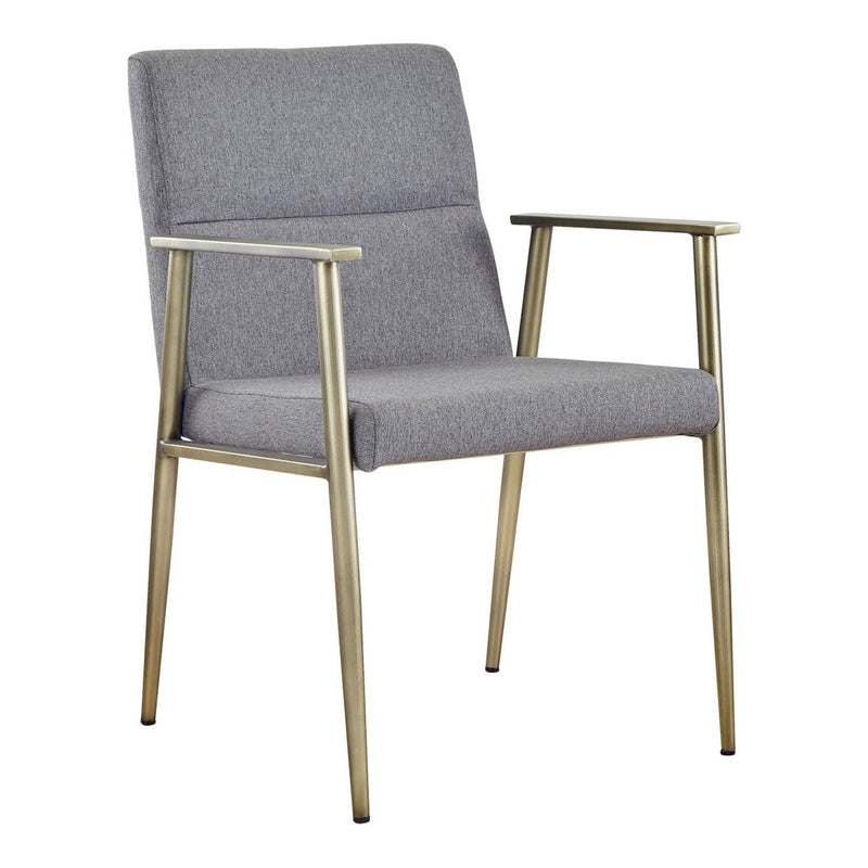 Sabri - Contemporary Grey & Antique Brass Arm Dining Chair — view 5