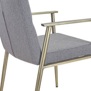 Sabri - Contemporary Grey & Antique Brass Arm Dining Chair — view 2