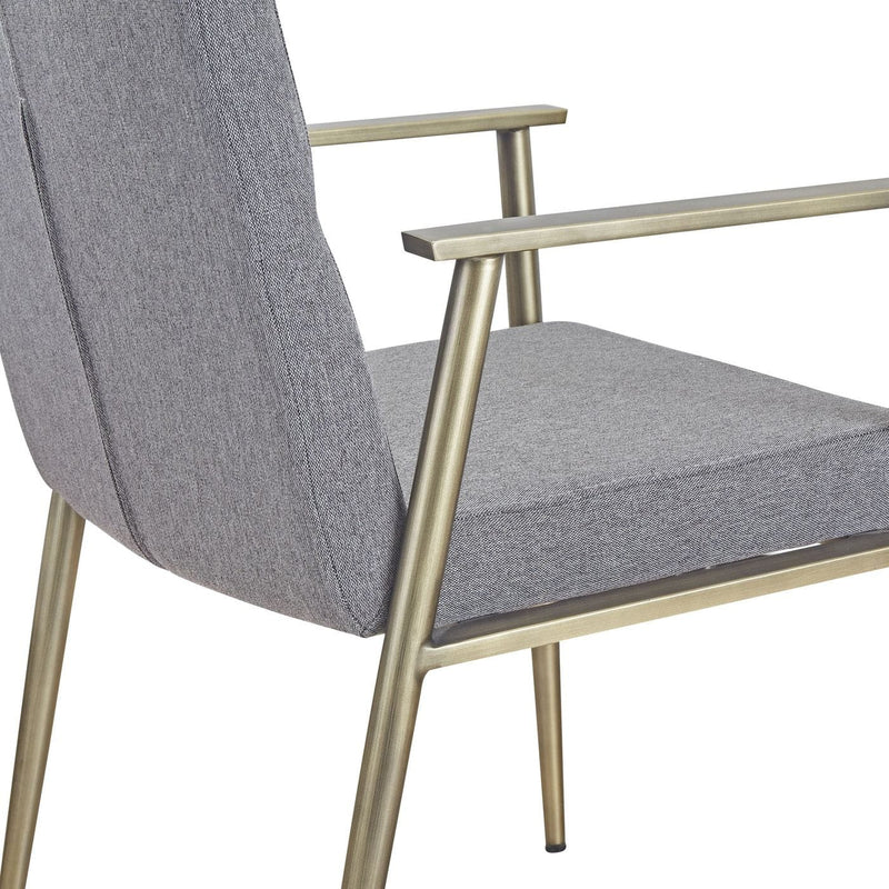 Sabri - Contemporary Grey & Antique Brass Arm Dining Chair — view 2