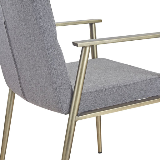 Sabri - Contemporary Grey & Antique Brass Arm Dining Chair — view 2