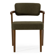 Sacks - Mid-Century Modern Green Fabric + Walnut Dining Chair — view 3