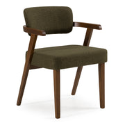 Sacks - Mid-Century Modern Green Fabric + Walnut Dining Chair — view 4