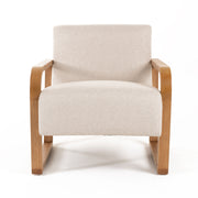 Sada - Mid-Century Modern Beige Linen + Chestnut Accent Chair — view 2