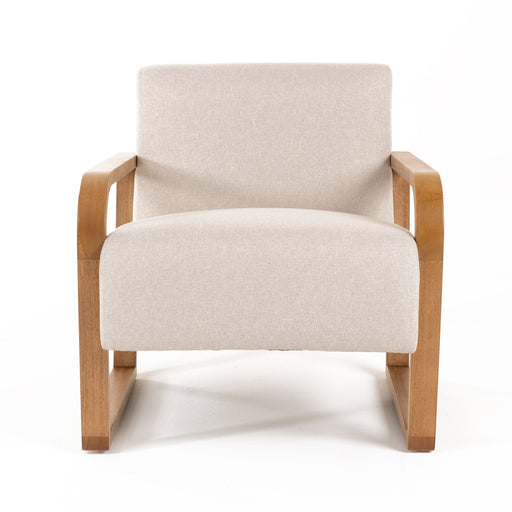 Sada - Mid-Century Modern Beige Linen + Chestnut Accent Chair — view 2