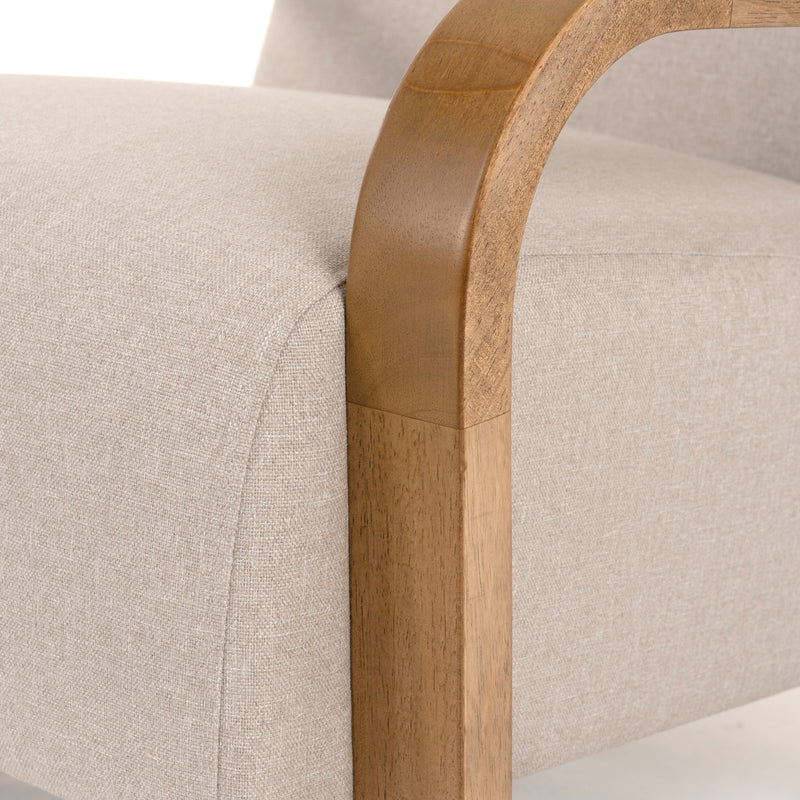 Sada - Mid-Century Modern Beige Linen + Chestnut Accent Chair — view 5