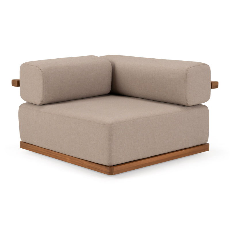 Saint Croix - Outdoor Light Brown Olefin Fabric + Teak Corner Seat