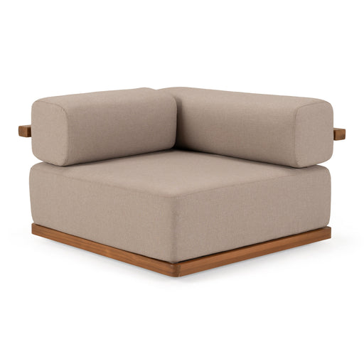 Saint Croix - Outdoor Light Brown Olefin Fabric + Teak Corner Seat