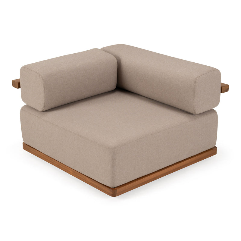 Saint Croix - Outdoor Light Brown Olefin Fabric + Teak Corner Seat — view 4