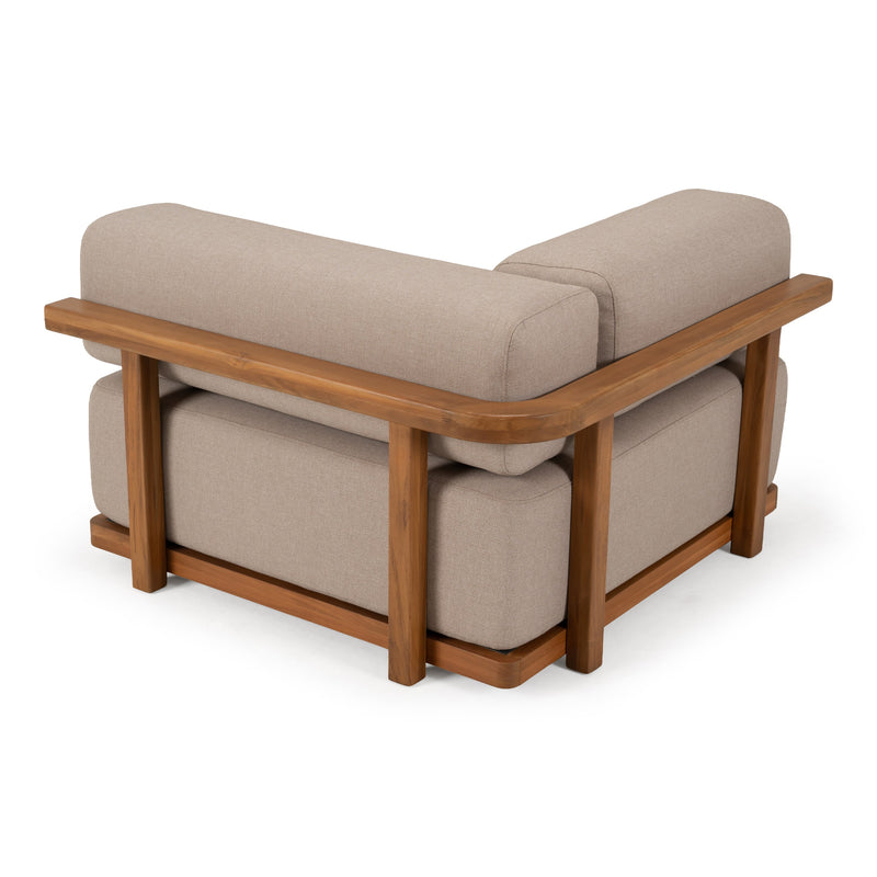 Saint Croix - Outdoor Light Brown Olefin Fabric + Teak Corner Seat — view 3