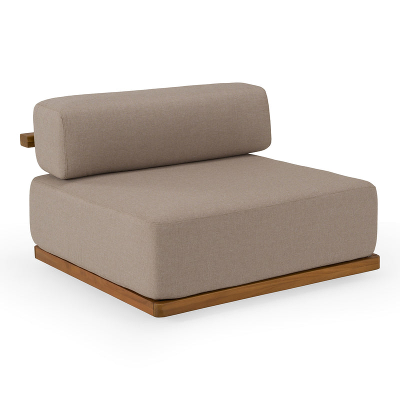 Saint Croix - Outdoor Light Brown Olefin Fabric + Teak Armless Seat
