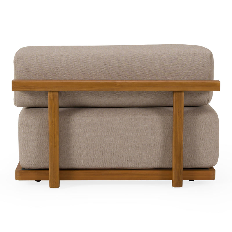 Saint Croix - Outdoor Light Brown Olefin Fabric + Teak Armless Seat — view 4