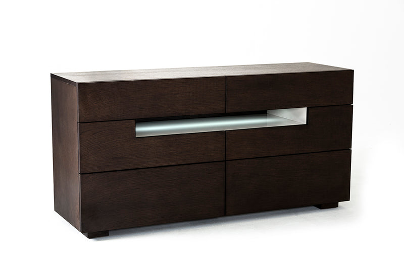 Ceres - Contemporary Brown Oak and Grey Dresser w/ LED Light — view 2