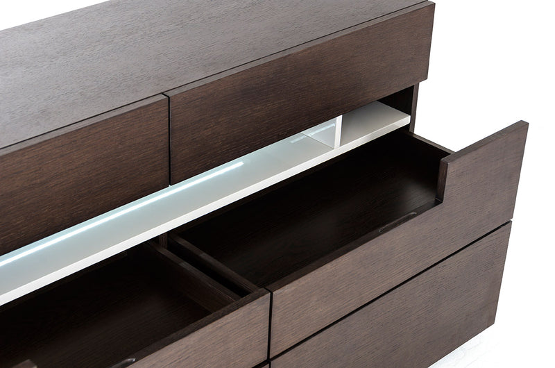 Ceres - Contemporary Brown Oak and Grey Dresser w/ LED Light — view 3