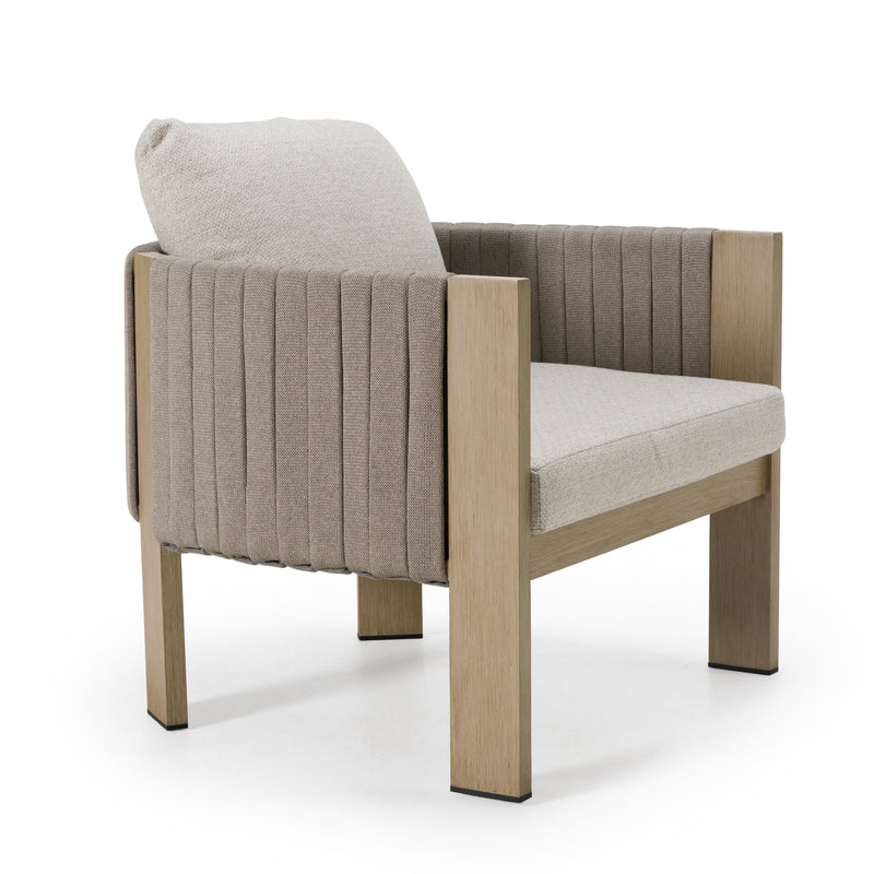 Salvora - Outdoor Beige Fabric & Grey Rope Chair — view 2