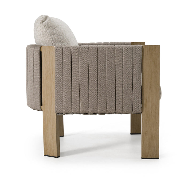 Salvora - Outdoor Beige Fabric & Grey Rope Chair — view 4