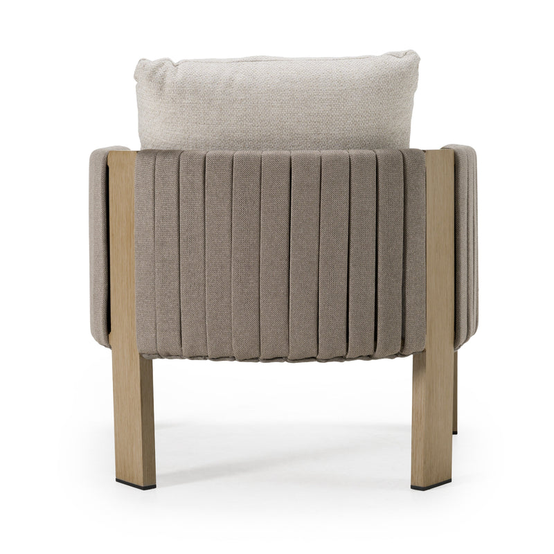Salvora - Outdoor Beige Fabric & Grey Rope Chair — view 5