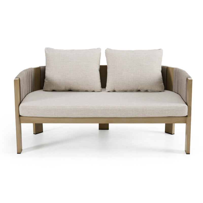 Salvora - Outdoor Beige Fabric & Grey Rope Loveseat — view 4