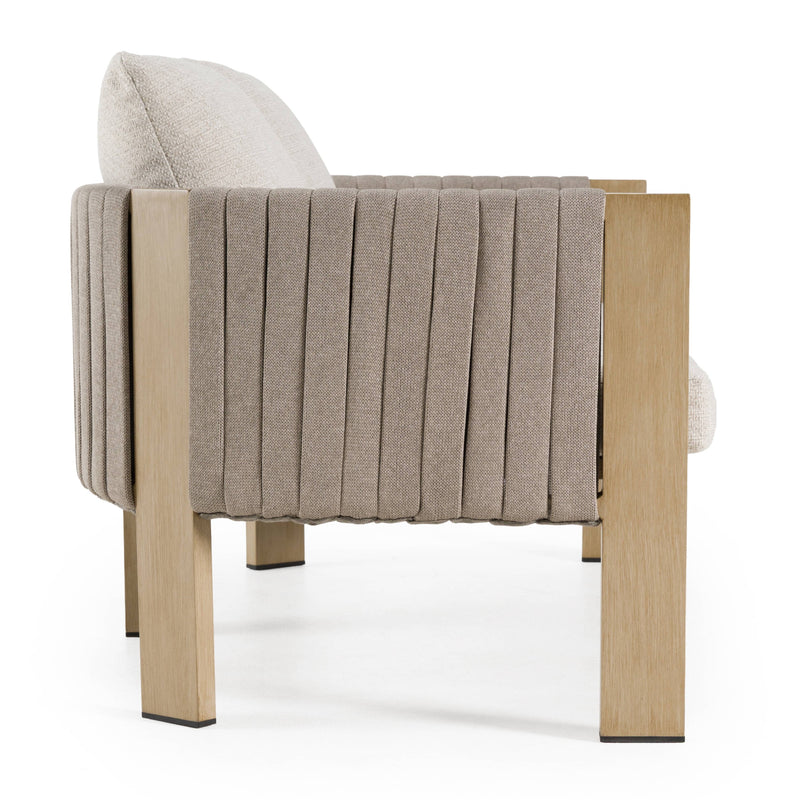 Salvora - Outdoor Beige Fabric & Grey Rope Loveseat — view 5