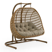 San Juan Outdoor Bamboo Brown & Beige Hanging Chair