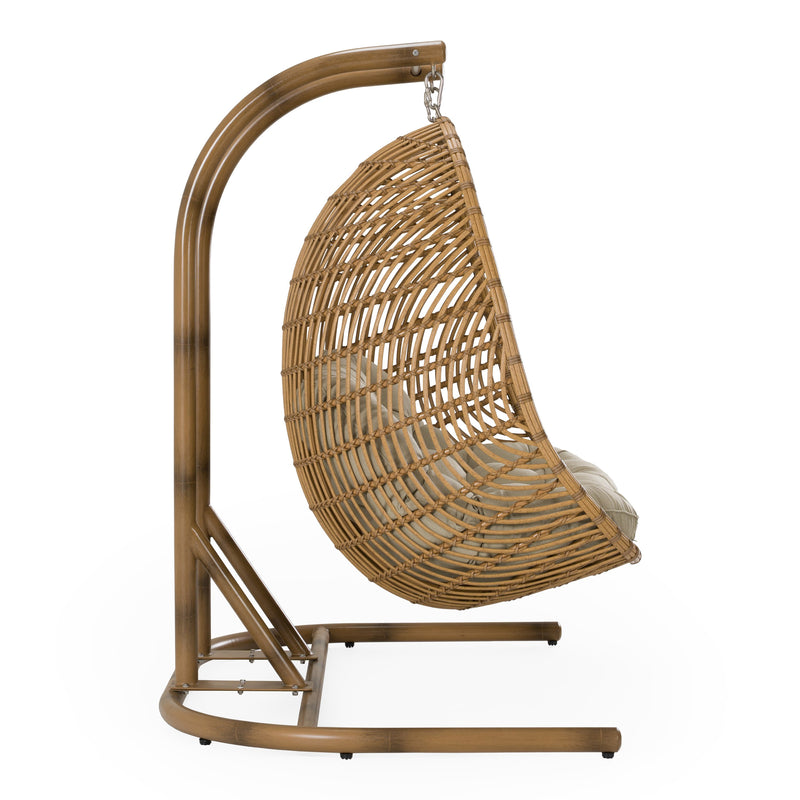 San Juan Outdoor Bamboo Brown & Beige Hanging Chair — view 2